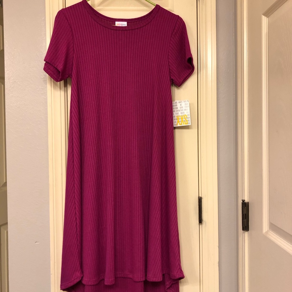 Fuchsia Lularoe Carly dress. Never worn. Tags on.